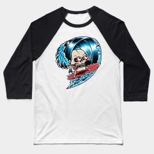 Skull Surfing Baseball T-Shirt